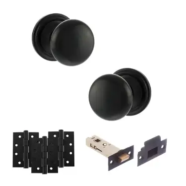 Click Here To Enlarge This Photo Of Atlantic - OE58MMKMB Old English Harrogate Door Knob Pack - Matt Black