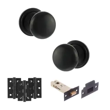 Click Here To Enlarge This Photo Of Atlantic - OE58MMKMB Old English Harrogate Door Knob Pack - Matt Black