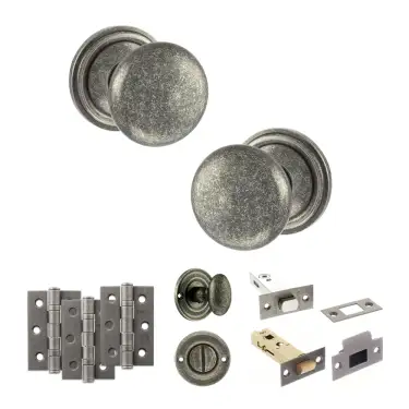 Click Here To Enlarge This Photo Of Atlantic - OE58MMKDS Old English Harrogate Door Knob Pack - Distressed Silver