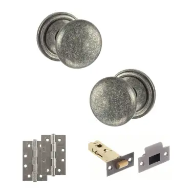 Click Here To Enlarge This Photo Of Atlantic - OE58MMKDS Old English Harrogate Door Knob Pack - Distressed Silver