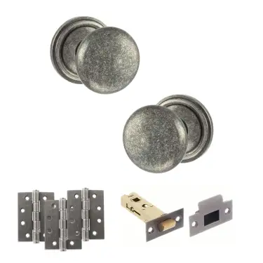 Click Here To Enlarge This Photo Of Atlantic - OE58MMKDS Old English Harrogate Door Knob Pack - Distressed Silver