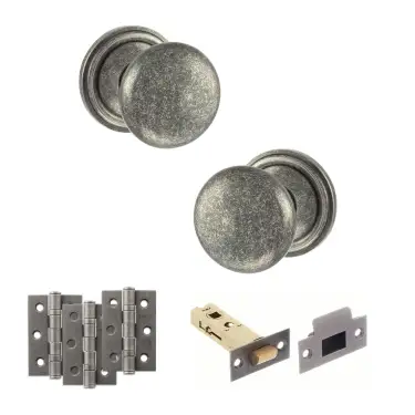 Click Here To Enlarge This Photo Of Atlantic - OE58MMKDS Old English Harrogate Door Knob Pack - Distressed Silver