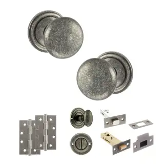 Atlantic - OE58MMKDS Old English Harrogate Door Knob Pack - Distressed Silver