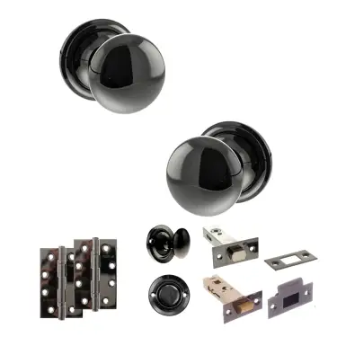 Click Here To Enlarge This Photo Of Atlantic - OE58MMKBN Old English Harrogate Door Knob Pack - Black Nickel
