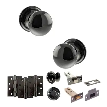 Click Here To Enlarge This Photo Of Atlantic - OE58MMKBN Old English Harrogate Door Knob Pack - Black Nickel