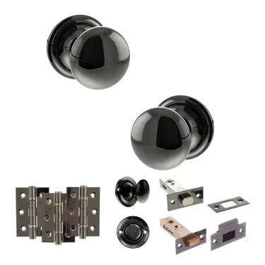 Click Here To Enlarge This Photo Of Atlantic - OE58MMKBN Old English Harrogate Door Knob Pack - Black Nickel