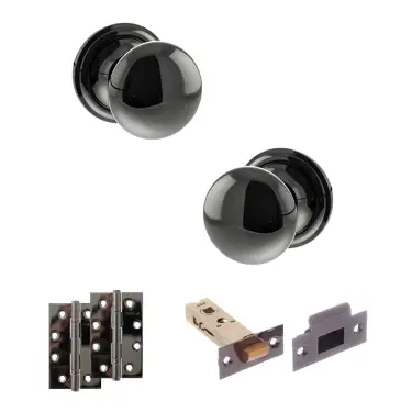 Click Here To Enlarge This Photo Of Atlantic - OE58MMKBN Old English Harrogate Door Knob Pack - Black Nickel