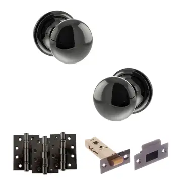 Click Here To Enlarge This Photo Of Atlantic - OE58MMKBN Old English Harrogate Door Knob Pack - Black Nickel