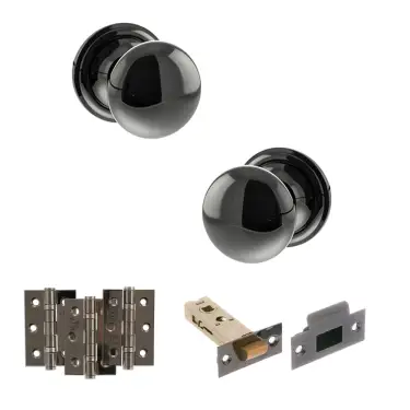 Click Here To Enlarge This Photo Of Atlantic - OE58MMKBN Old English Harrogate Door Knob Pack - Black Nickel