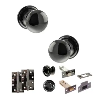 Atlantic - OE58MMKBN Old English Harrogate Door Knob Pack - Black Nickel