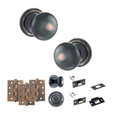 Click Here To Enlarge This Photo Of Atlantic - OE58MMKAC Old English Harrogate Door Knob Pack - Antique Copper