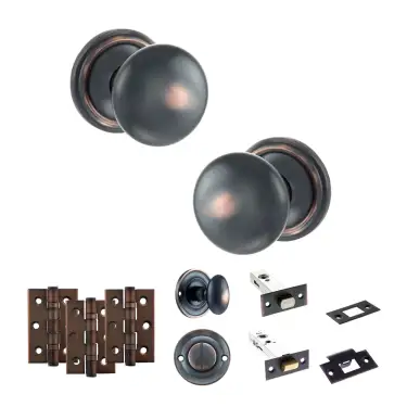 Click Here To Enlarge This Photo Of Atlantic - OE58MMKAC Old English Harrogate Door Knob Pack - Antique Copper