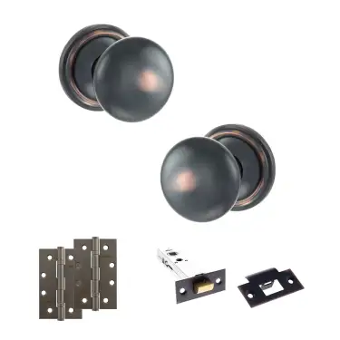 Click Here To Enlarge This Photo Of Atlantic - OE58MMKAC Old English Harrogate Door Knob Pack - Antique Copper