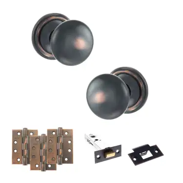 Click Here To Enlarge This Photo Of Atlantic - OE58MMKAC Old English Harrogate Door Knob Pack - Antique Copper