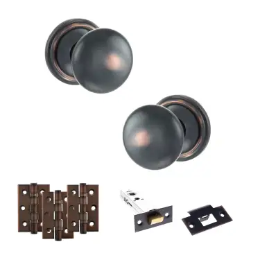 Click Here To Enlarge This Photo Of Atlantic - OE58MMKAC Old English Harrogate Door Knob Pack - Antique Copper