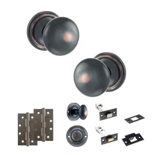 Atlantic - OE58MMKAC Old English Harrogate Door Knob Pack - Antique Copper