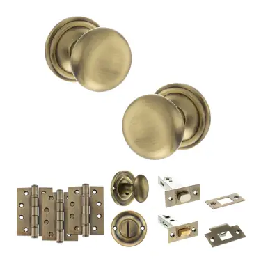 Click Here To Enlarge This Photo Of Atlantic - OE58MMKAB Old English Harrogate Door Knob Pack - Antique Brass