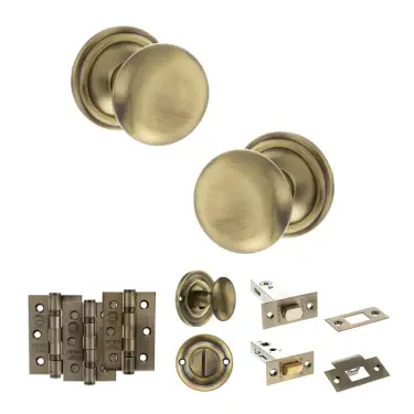 Click Here To Enlarge This Photo Of Atlantic - OE58MMKAB Old English Harrogate Door Knob Pack - Antique Brass