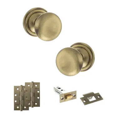 Click Here To Enlarge This Photo Of Atlantic - OE58MMKAB Old English Harrogate Door Knob Pack - Antique Brass
