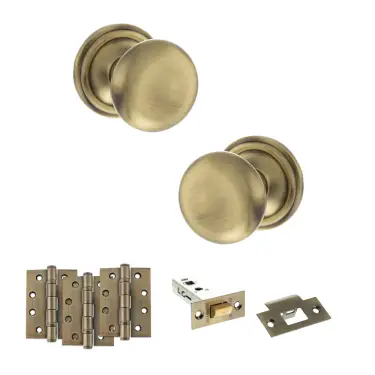 Click Here To Enlarge This Photo Of Atlantic - OE58MMKAB Old English Harrogate Door Knob Pack - Antique Brass