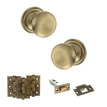 Click Here To Enlarge This Photo Of Atlantic - OE58MMKAB Old English Harrogate Door Knob Pack - Antique Brass