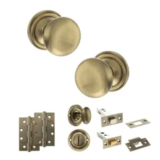 Atlantic - OE58MMKAB Old English Harrogate Door Knob Pack - Antique Brass