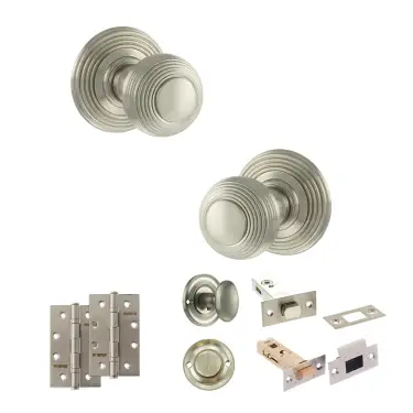 Click Here To Enlarge This Photo Of Atlantic - OE50RMKSN Old English Ripon Door Knob Pack - Satin Nickel