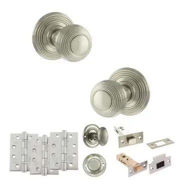 Click Here To Enlarge This Photo Of Atlantic - OE50RMKSN Old English Ripon Door Knob Pack - Satin Nickel