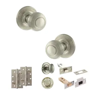 Atlantic - OE50RMKSN Old English Ripon Door Knob Pack - Satin Nickel