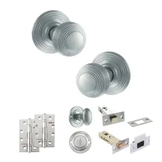 Atlantic - OE50RMKSC Old English Ripon Door Knob Pack - Satin Chrome