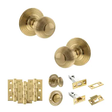 Click Here To Enlarge This Photo Of Atlantic - OE50RMKRB Old English Ripon Door Knob Pack - Raw Brass