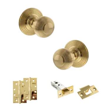 Click Here To Enlarge This Photo Of Atlantic - OE50RMKRB Old English Ripon Door Knob Pack - Raw Brass