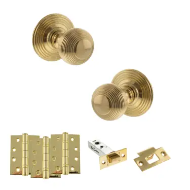 Click Here To Enlarge This Photo Of Atlantic - OE50RMKRB Old English Ripon Door Knob Pack - Raw Brass