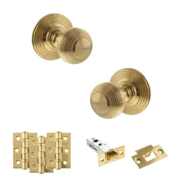 Click Here To Enlarge This Photo Of Atlantic - OE50RMKRB Old English Ripon Door Knob Pack - Raw Brass