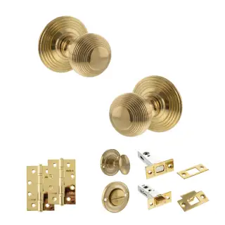 Atlantic - OE50RMKRB Old English Ripon Door Knob Pack - Raw Brass
