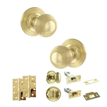 Click Here To Enlarge This Photo Of Atlantic - OE50RMKPB Old English Ripon Door Knob Pack - Polished Brass