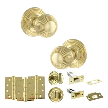 Click Here To Enlarge This Photo Of Atlantic - OE50RMKPB Old English Ripon Door Knob Pack - Polished Brass