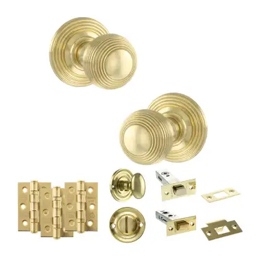 Click Here To Enlarge This Photo Of Atlantic - OE50RMKPB Old English Ripon Door Knob Pack - Polished Brass