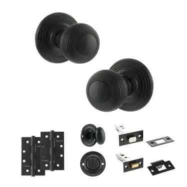 Click Here To Enlarge This Photo Of Atlantic - OE50RMKMB Old English Ripon Door Knob Pack - Matt Black