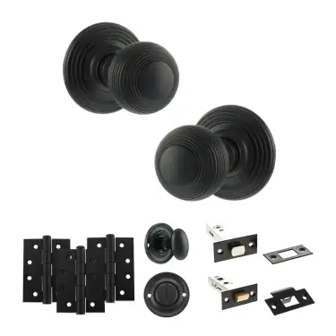 Click Here To Enlarge This Photo Of Atlantic - OE50RMKMB Old English Ripon Door Knob Pack - Matt Black