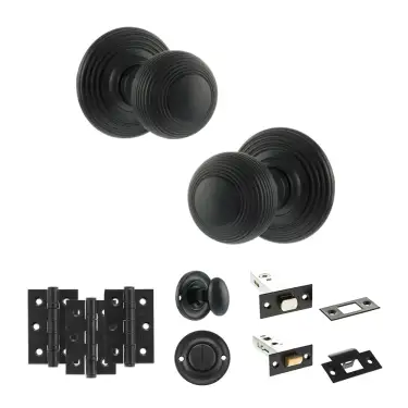 Click Here To Enlarge This Photo Of Atlantic - OE50RMKMB Old English Ripon Door Knob Pack - Matt Black