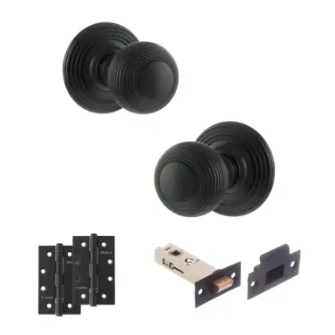 Click Here To Enlarge This Photo Of Atlantic - OE50RMKMB Old English Ripon Door Knob Pack - Matt Black