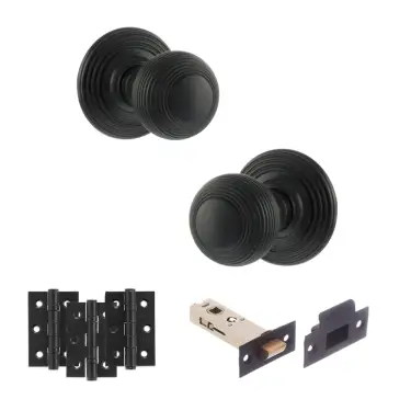 Click Here To Enlarge This Photo Of Atlantic - OE50RMKMB Old English Ripon Door Knob Pack - Matt Black