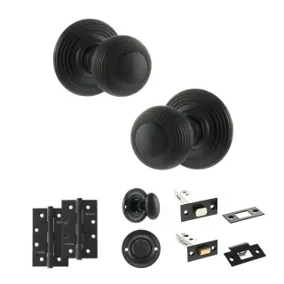 Atlantic - OE50RMKMB Old English Ripon Door Knob Pack - Matt Black