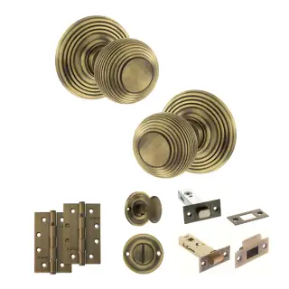 Atlantic - OE50RMKMAB Old English Ripon Door Knob Pack - Matt Antique Brass