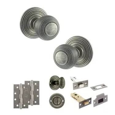 Click Here To Enlarge This Photo Of Atlantic - OE50RMKDS Old English Ripon Door Knob Pack - Distressed Silver