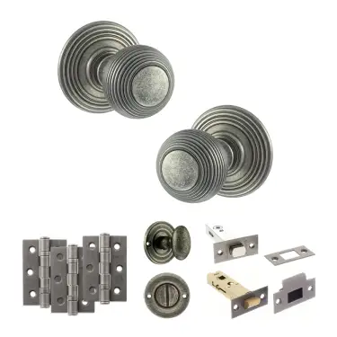 Click Here To Enlarge This Photo Of Atlantic - OE50RMKDS Old English Ripon Door Knob Pack - Distressed Silver