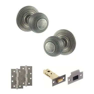 Click Here To Enlarge This Photo Of Atlantic - OE50RMKDS Old English Ripon Door Knob Pack - Distressed Silver