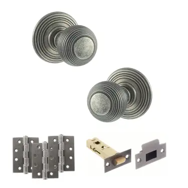 Click Here To Enlarge This Photo Of Atlantic - OE50RMKDS Old English Ripon Door Knob Pack - Distressed Silver