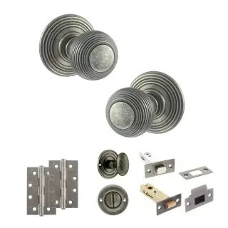 Atlantic - OE50RMKDS Old English Ripon Door Knob Pack - Distressed Silver